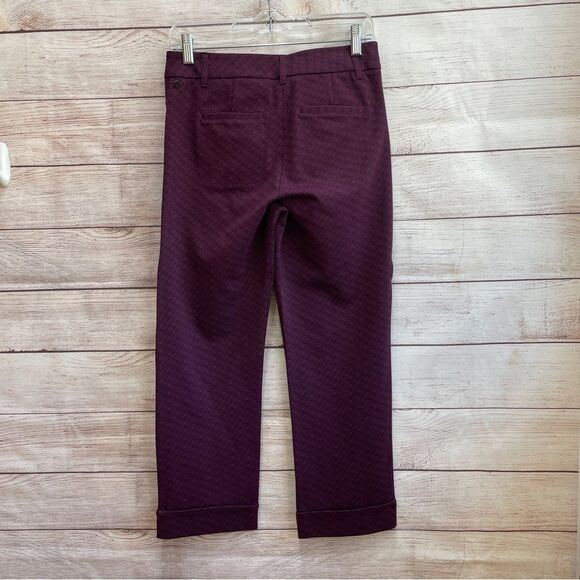 BETABRAND KNIT PANTS IN BURGUNDY AND BLACK HERRINGBONE PRINT - Picture 5 of 5